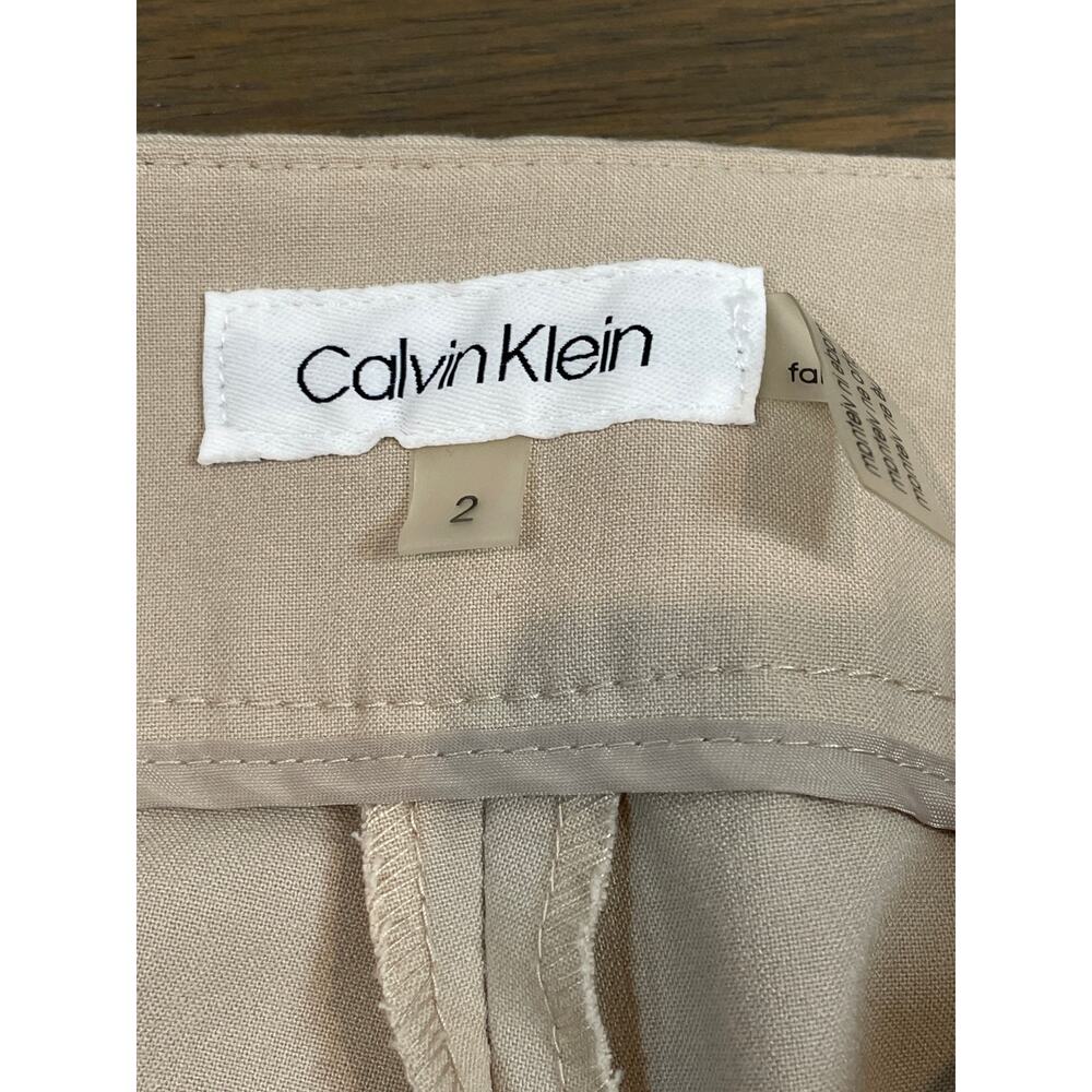 Calvin Klein Tan Pants Size 2 Gold Zipper Tapered Ankle Stretch Slim Fit - Picture 3 of 12